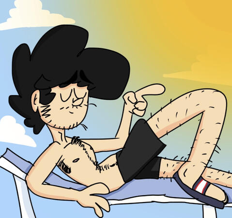 A pool themed drawing of Angel on Ibis Paint