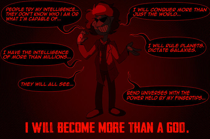 A redraw of an old drawing of Robert Sheldon, an evil scientist character