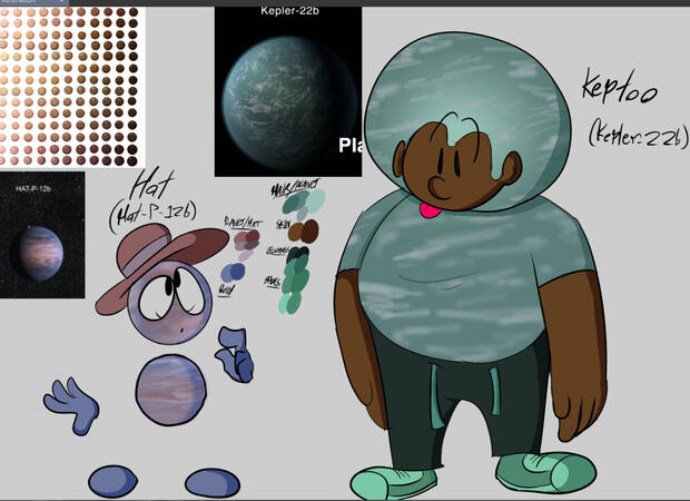 Planet Bros Exoplanet based ocs! Hat (left) and Keptoo (right)