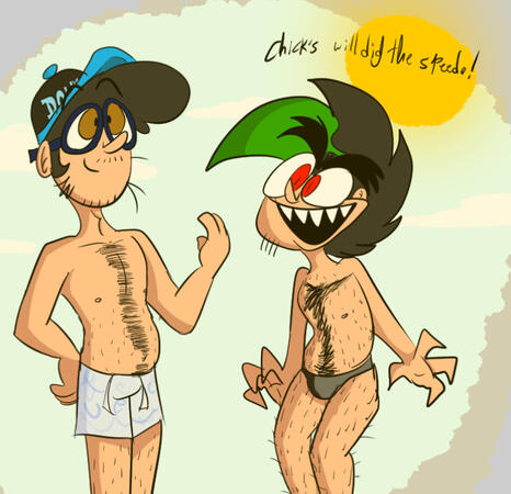 A beachwear doodle challenge! Sheesh, Ancel is hairy