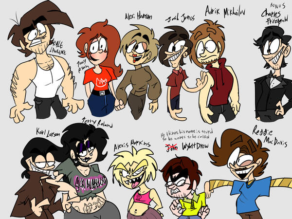 cast of various characters for a planned series